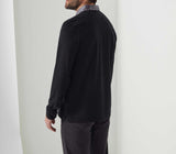 David" long sleeve black polo