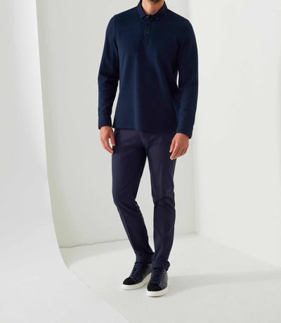 Polo manches longues marine "Derby" - IZAC