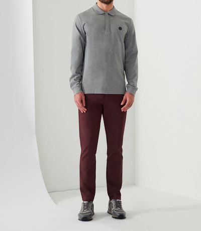 Polo manches longues gris chiné "Dexter" - IZAC