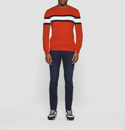 Pull col rond rouge "Donovan" - IZAC