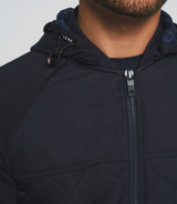 Swdave" navy hooded vest with zipper