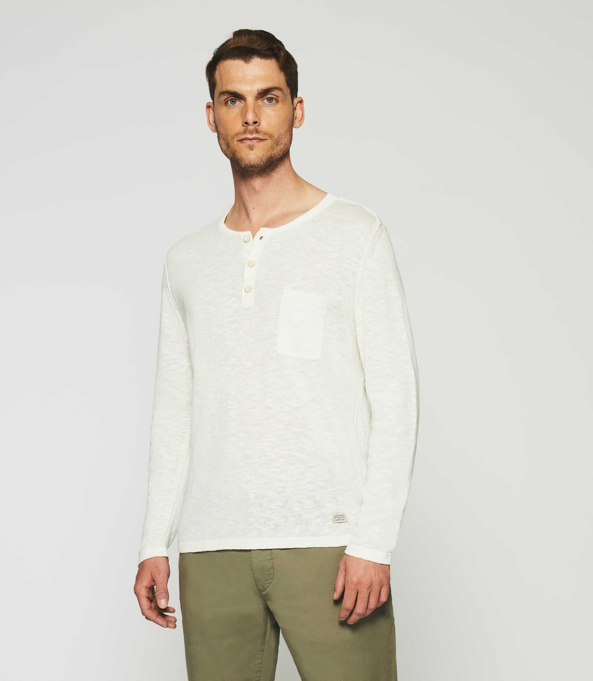 Pull col tunisien écru DIETTER - IZAC