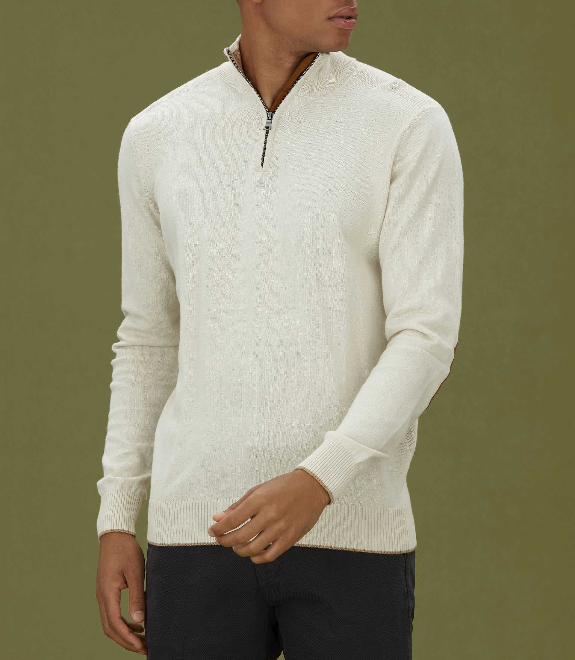 Pull col zippé écru "Lancelot" - IZAC