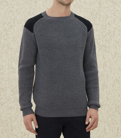 Pull à empiècements gris "Lucas" - IZAC