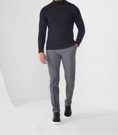 Pull col montant laine noir "Simeo" - IZAC