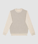 Pull col rond en laine mérinos beige BORIS - IZAC