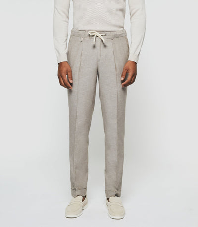 Pantalon ville en lin taupe "Balicio" - IZAC