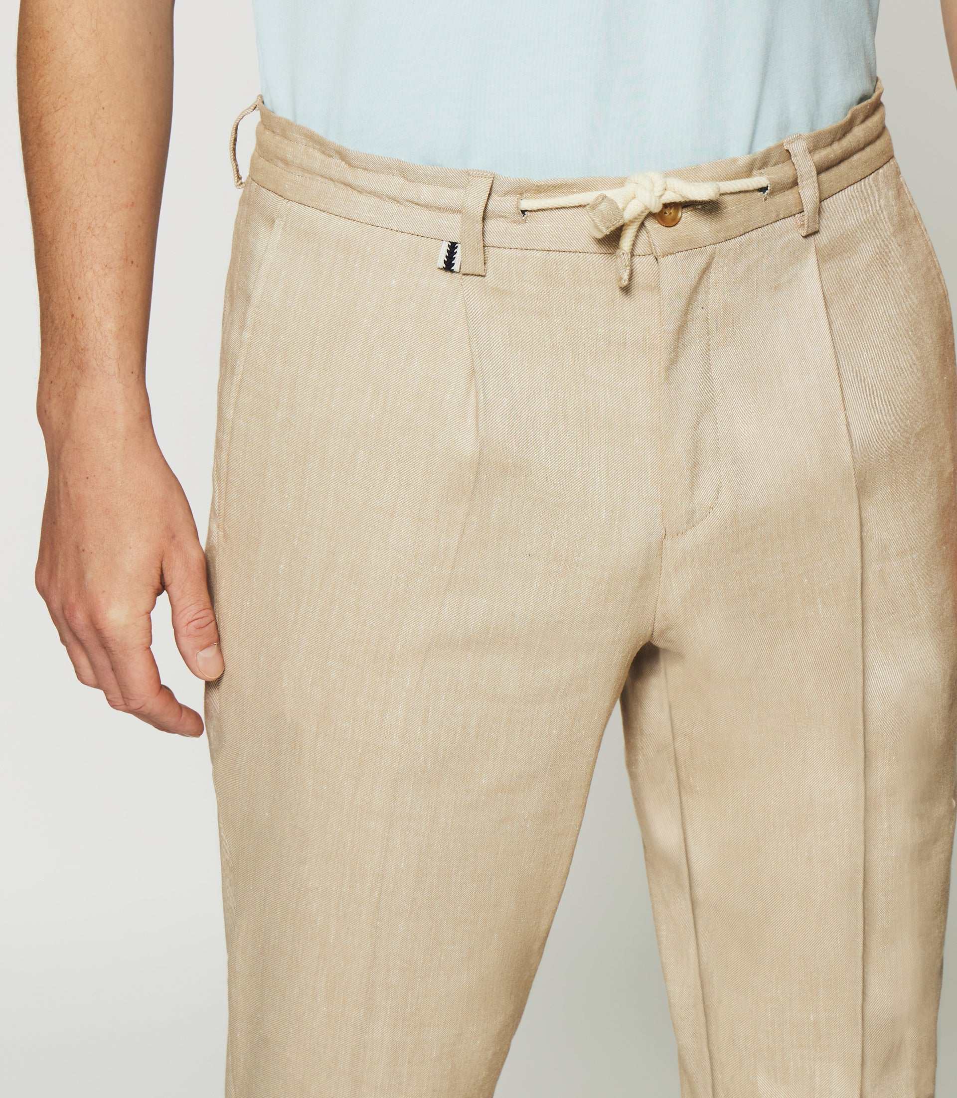 Pantalon ville en lin camel BALICIO - IZAC