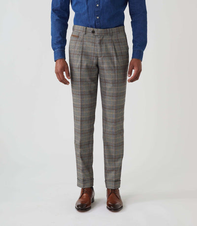 Pantalon ville Prince de Galles beige "Gvinyle" - IZAC