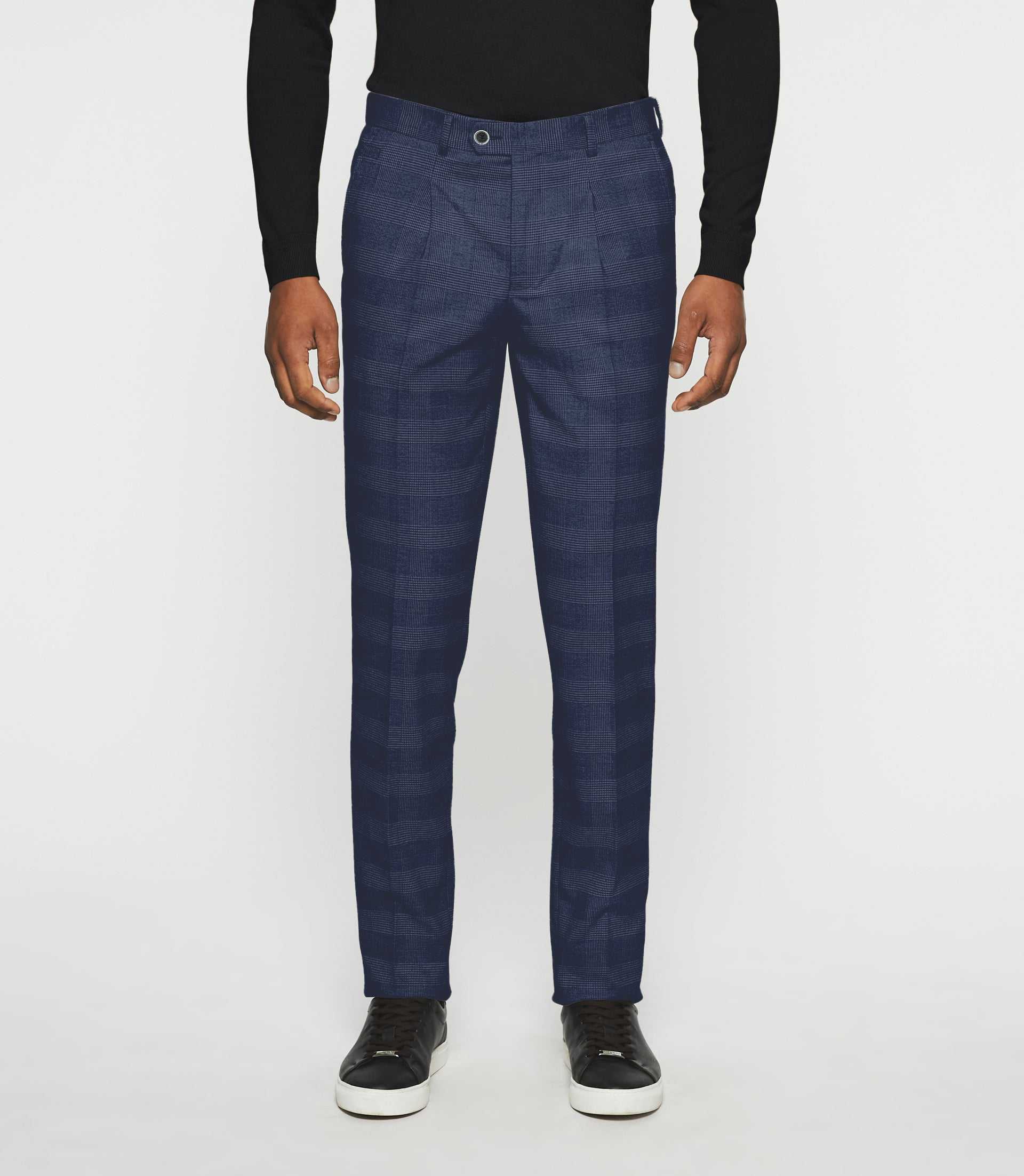 Pantalon ville à carreaux esprit Prince de Galles marine FSWING - IZAC