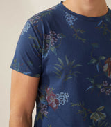 Xylose" navy printed round neck t-shirt