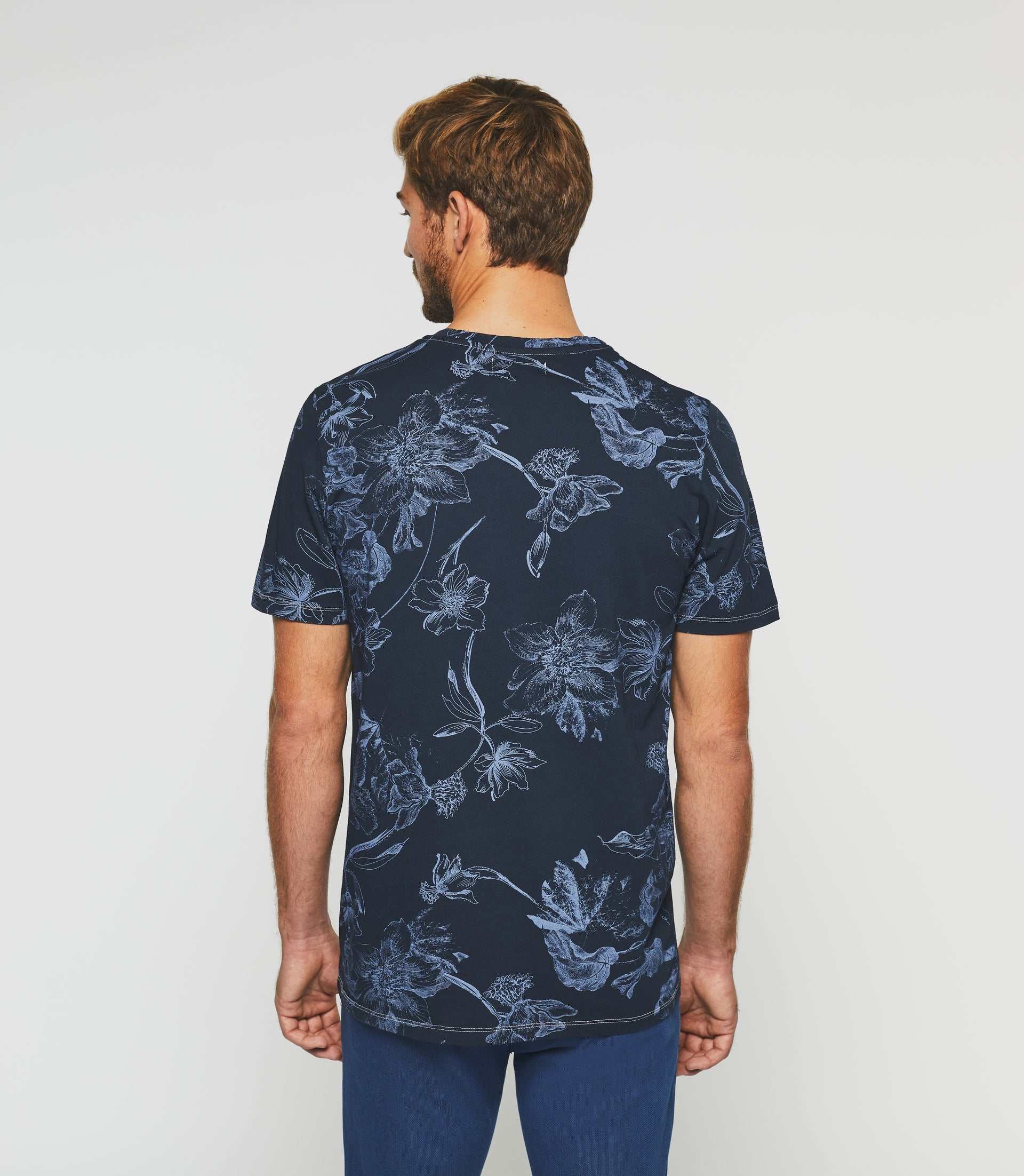 T-shirt imprimé manches courtes marine "Gaethan" - IZAC