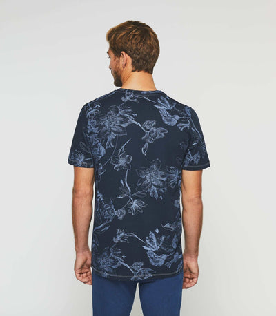 T-shirt imprimé manches courtes marine "Gaethan" - IZAC