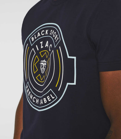 T-shirt avec logo col rond marine "Gaye" - IZAC