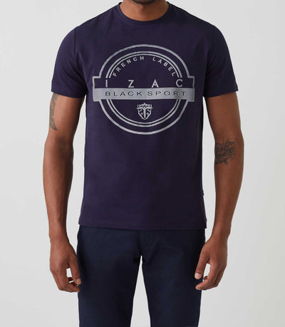 T-shirt col rond avec logo marine "Hamilton" - IZAC