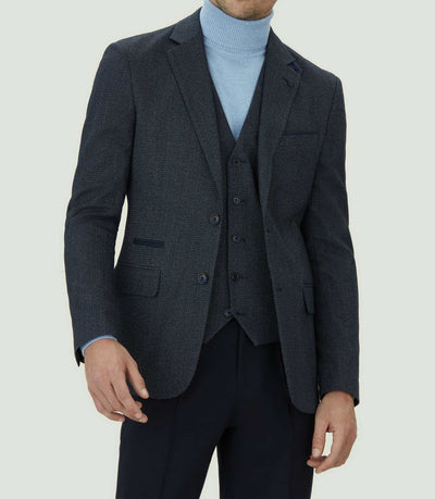 Veste casual marine détails suède "Incognito" - IZAC