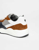 Camel bi-material sneakers