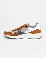 Camel bi-material sneakers