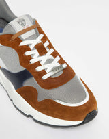 Camel bi-material sneakers