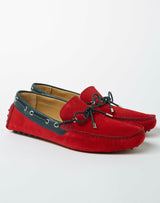 Red leather loafers