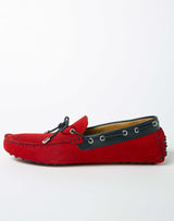 Red leather loafers