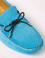 Turquoise leather loafers