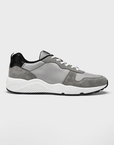 Sneakers cuir et textile gris "Emilio" - IZAC