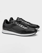 Eric" black leather and textile sneakers