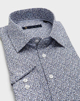 Chemise micro motif bleu